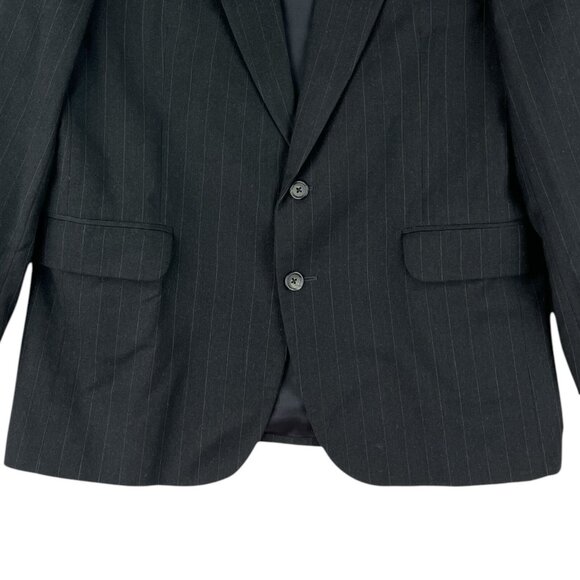 Wall Street Men's 100% Pure Wool Navy Blazer Sport Coat Size 42R Striped - Picture 5 of 12